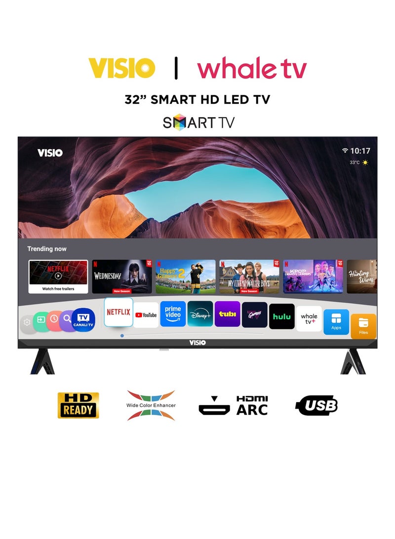 VISIO 32 Inch HD Smart TV, Whale OS, Frameless Design with Built-in Receiver - Black [32VSS22] - Image 1